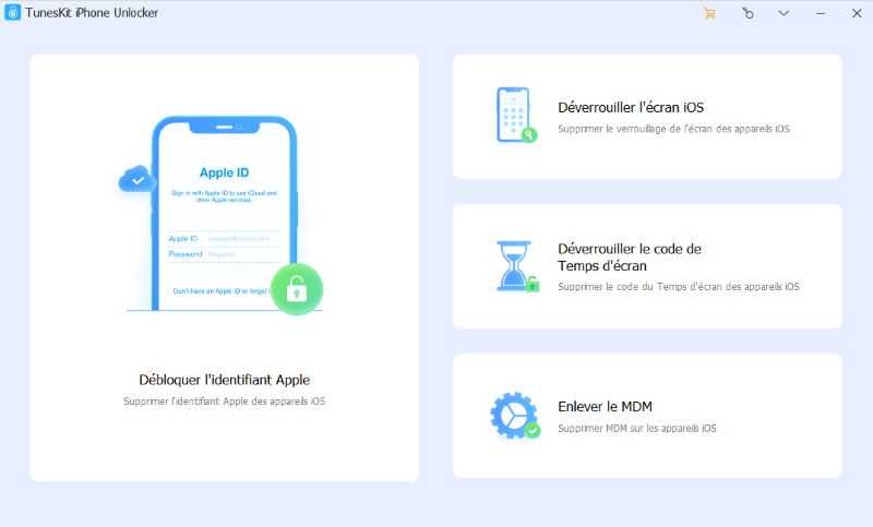 interface de tuneskit iphone unlocker