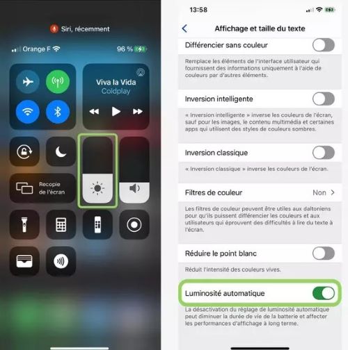 luminosité automatique iPhone