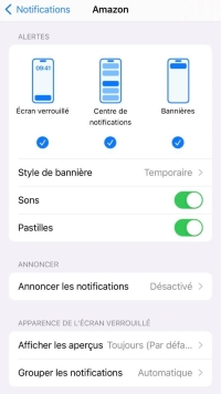 notification de l’application