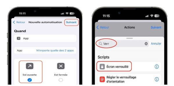 nouvelle automatisation écran verrouillé