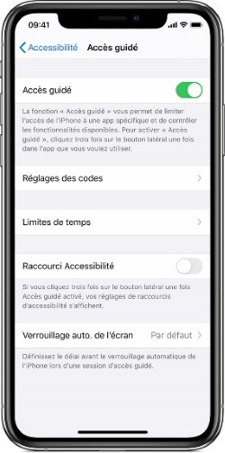 accès guidé sur iPhone