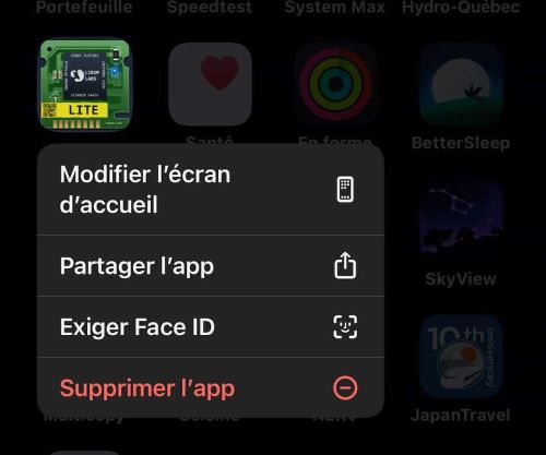 exiger face ID pour ouvrir application