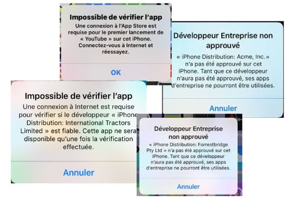 imppssible de verifier l’app